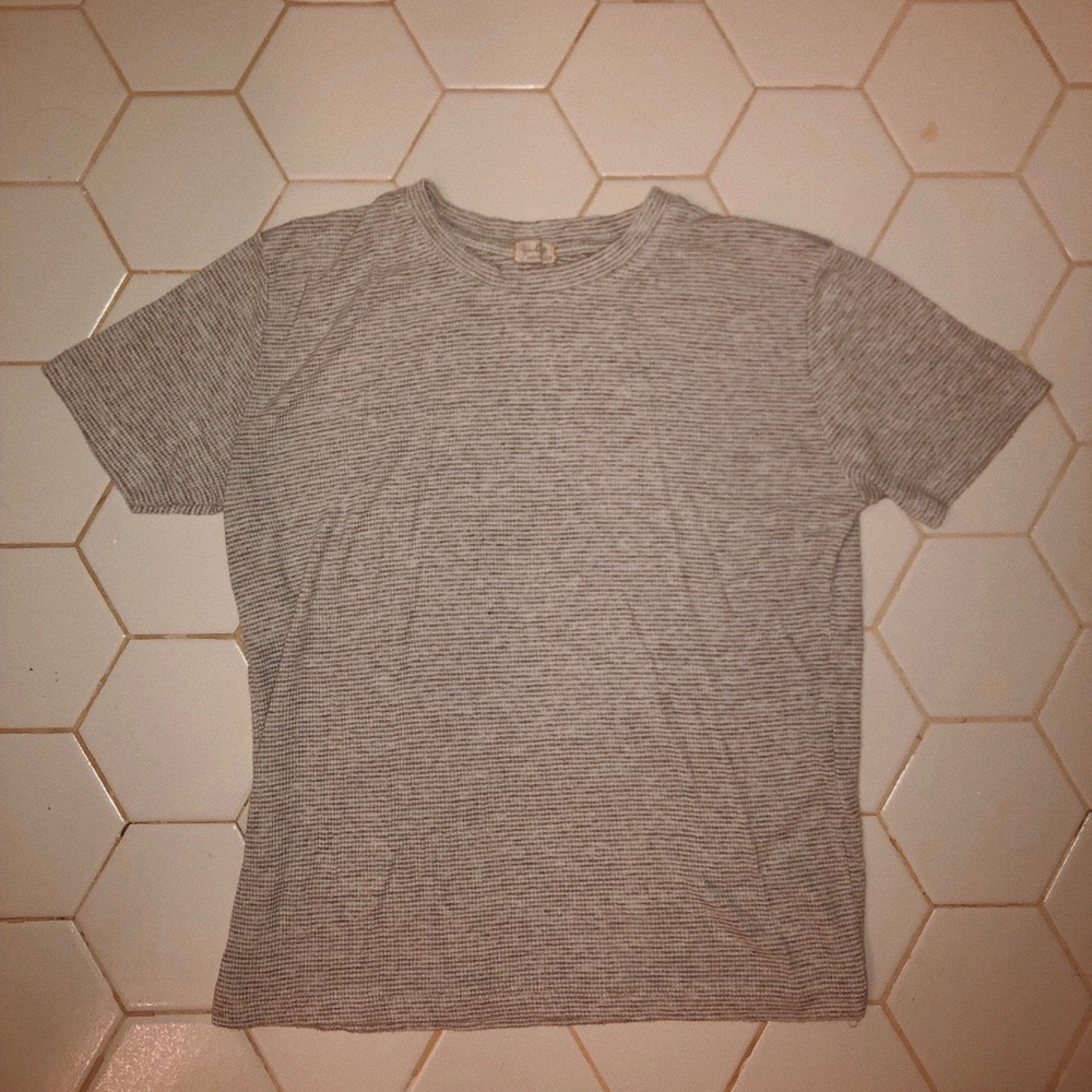 White and grey striped t-shirt